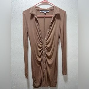 Long sleeve rouched button up dress